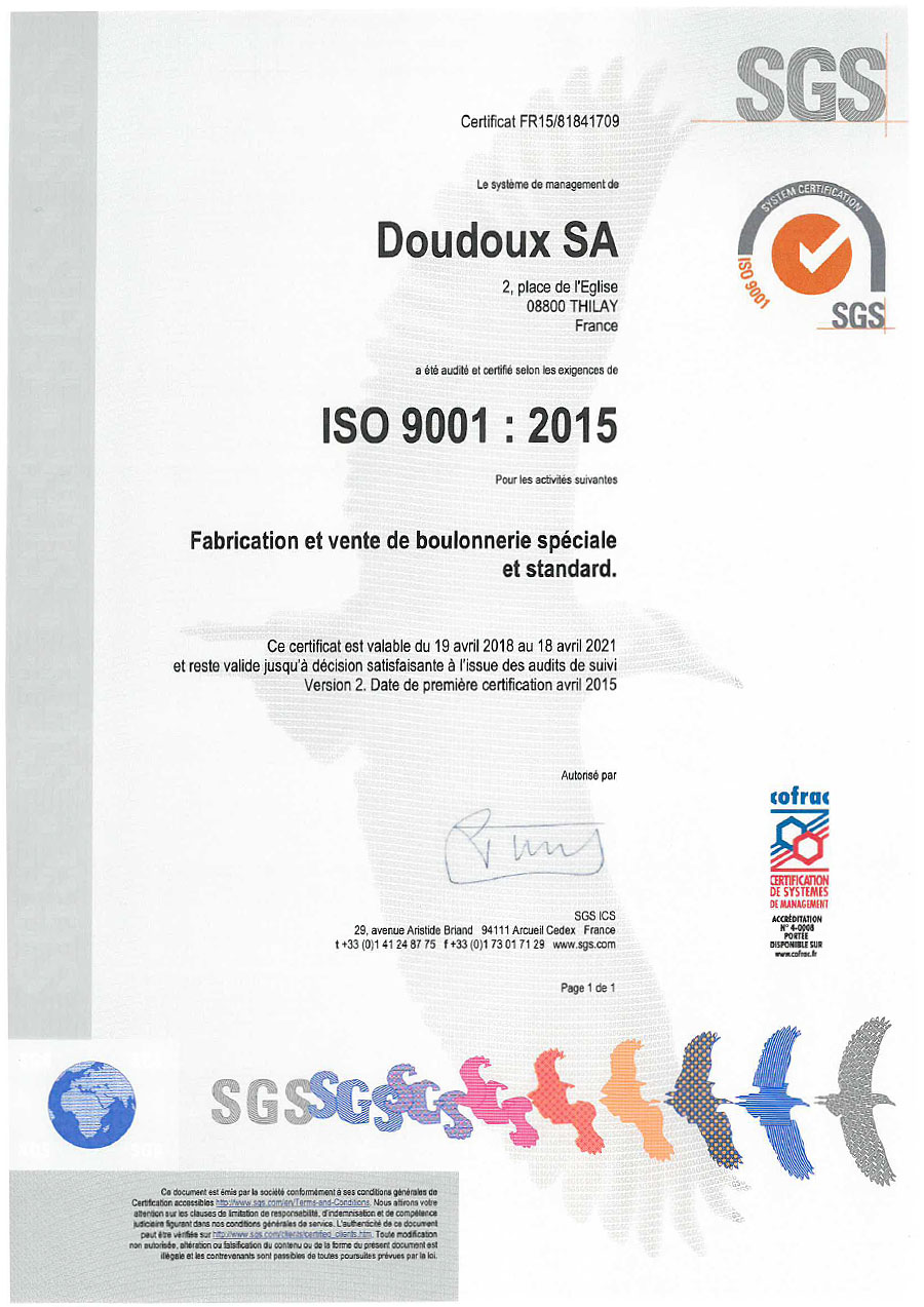 Certificat ISO 9001 2008